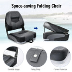 Low Back Boat Seats 2 Pack Folding Fishing Boat Seats Captain Bucket Seats with Stainless Steel Screws & Aluminum Hinges