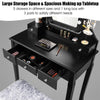 Makeup Vanity Set With Lighted Mirror & Cushioned Stool, Bedroom Dressing Table with 10 Dimming Light Bulbs & 5 Storage Drawers