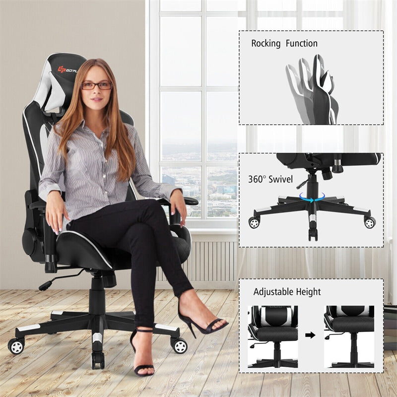 Massage Gaming Chair Gaming Recliner Ergonomic High Back Office Computer Chair with Adjustable Armrest & Lumbar Pillow