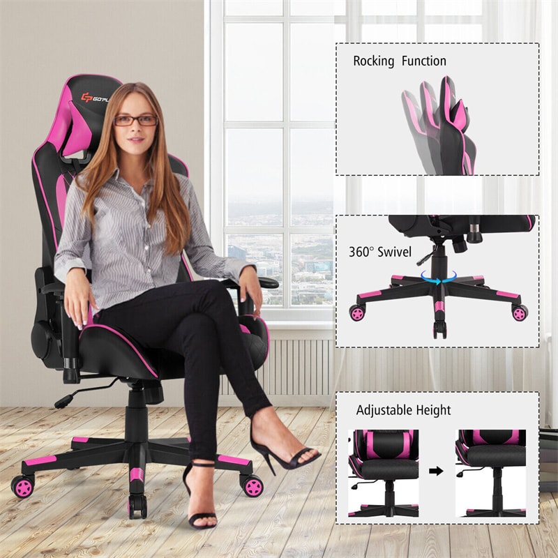 Massage Gaming Chair Gaming Recliner Ergonomic High Back Office Computer Chair with Adjustable Armrest & Lumbar Pillow