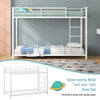 Metal Bunk Bed Twin Over Twin Heavy Duty Low Profile Bunk Bed Frame Space Saving with Full Length Safety Guardrail & Ladder for Kids Adults