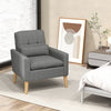 Linen Fabric Accent Chair Mid-Century Modern Armchair Comfy Single Sofa Chair with Lumbar Pillow, Rubber Wood Legs, Seat & Back Cushions