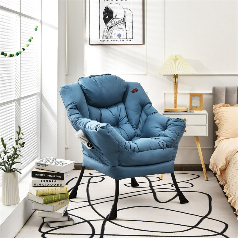 Modern Fabric Lazy Chair Upholstered Accent Sofa Chair Padded Leisure Lounge Armchair with Storage Pocket