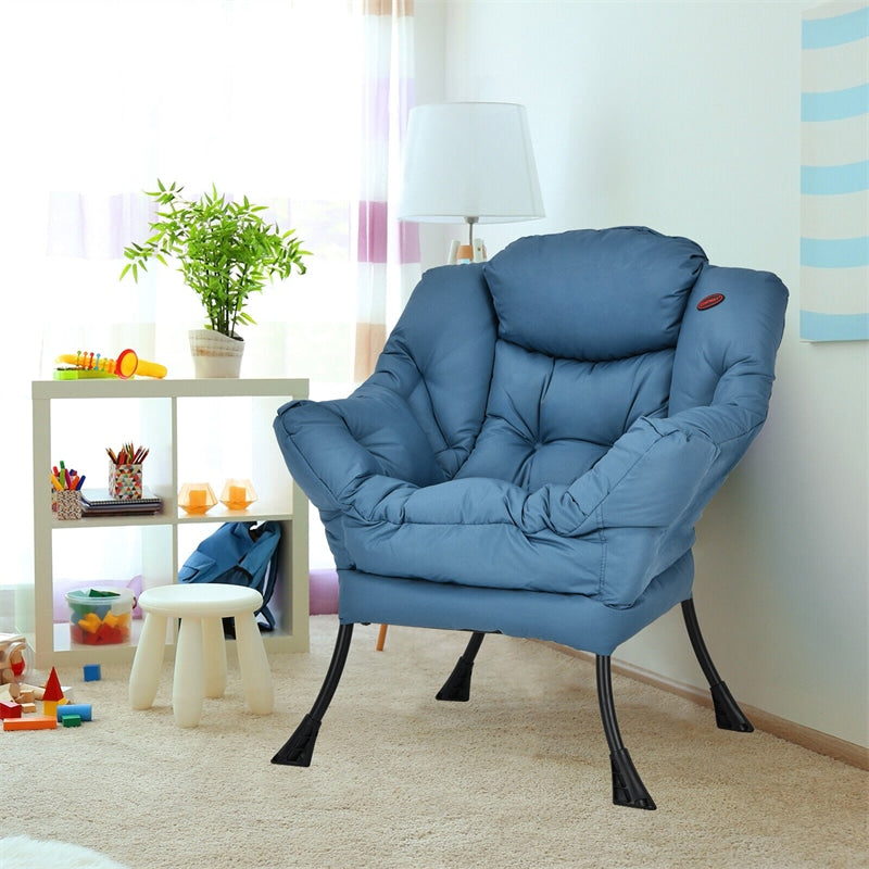 Modern Fabric Lazy Chair Upholstered Accent Sofa Chair Padded Leisure Lounge Armchair with Storage Pocket