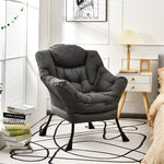 Modern Fabric Lazy Chair Upholstered Accent Sofa Chair Padded Leisure Lounge Armchair with Storage Pocket