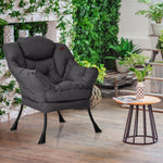 Modern Fabric Lazy Chair Upholstered Accent Sofa Chair Padded Leisure Lounge Armchair with Storage Pocket