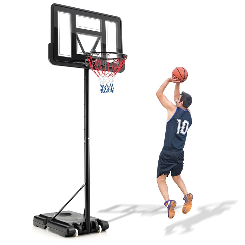 Portable Basketball Hoop 4.25-10FT Height Adjustable Basketball Goal System for Kids Adults with 44" Shatterproof Backboard & 2 Nets