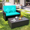 Outdoor Rattan Daybed Patio Wicker Loveseat Sofa with Cushions, Multipurpose Ottoman, Retractable Side Tray, Adjustable Double Chaise Lounge