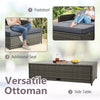 Patio Rattan Daybed Set Wicker Loveseat Sofa with Multipurpose Storage Ottoman, Seat & Back Cushions, Retractable Side Tray, Adjustable Backrest