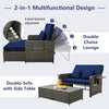 Patio Rattan Daybed Set Wicker Loveseat Sofa with Multipurpose Storage Ottoman, Seat & Back Cushions, Retractable Side Tray, Adjustable Backrest