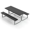 8-Person Picnic Table Bench Set 6FT Large Outdoor Picnic Table with Umbrella Hole, HDPE Tabletop, Metal Frame & 2 Built-in Benches