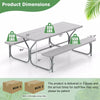 8-Person Picnic Table Bench Set 6FT Large Outdoor Picnic Table with Umbrella Hole, HDPE Tabletop, Metal Frame & 2 Built-in Benches