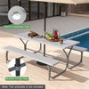 8-Person Picnic Table Bench Set 6FT Large Outdoor Picnic Table with Umbrella Hole, HDPE Tabletop, Metal Frame & 2 Built-in Benches