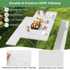 8-Person Picnic Table Bench Set 6FT Large Outdoor Picnic Table with Umbrella Hole, HDPE Tabletop, Metal Frame & 2 Built-in Benches