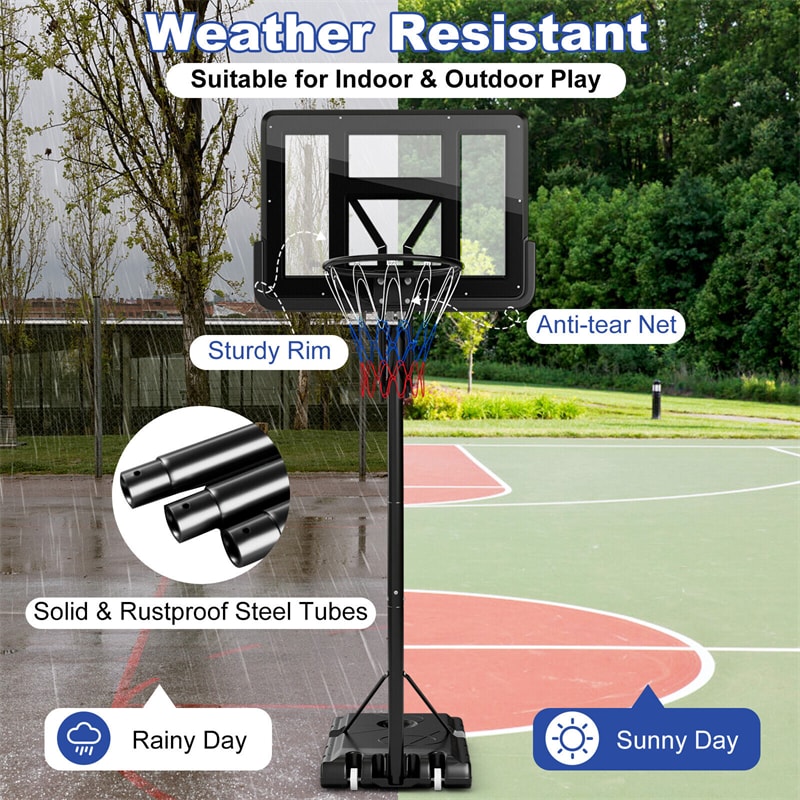 Portable Basketball Hoop 8-10Ft Height Adjustable Basketball Goal Stand System for Outdoor Indoor with 44" Shatterproof Backboard & Weight Bag