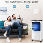 Portable Evaporative Air Cooler Bladeless Fan Cooling Filter Humidify Anion with Remote Control, 2 Ice Packs, 8L Water Tank & 7.5H Timer