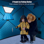 Pop-up Ice Fishing Shelter 2-Person Insulated Ice Fishing Tent Portable Ice Shanty Thermal Ice Shack with Cotton Padded Walls & Carrying Bag