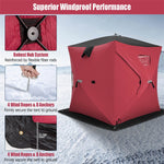 Pop-up Ice Fishing Shelter 2-Person Insulated Ice Fishing Tent Portable Ice Shanty Thermal Ice Shack with Cotton Padded Walls & Carrying Bag