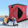 Pop-up Ice Fishing Shelter 2-Person Insulated Ice Fishing Tent Portable Ice Shanty Thermal Ice Shack with Cotton Padded Walls & Carrying Bag