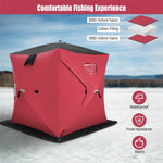 Pop-up Ice Fishing Shelter 2-Person Insulated Ice Fishing Tent Portable Ice Shanty Thermal Ice Shack with Cotton Padded Walls & Carrying Bag