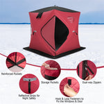 Pop-up Ice Fishing Shelter 2-Person Insulated Ice Fishing Tent Portable Ice Shanty Thermal Ice Shack with Cotton Padded Walls & Carrying Bag