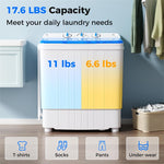 Portable Washing Machine 17.6 lbs Compact Twin Tub Laundry Washer Spin Dryer with Drain Pump, Control Knobs, Timer Function for Apartment Dorm RV