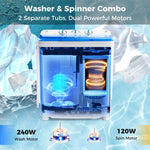 Portable Washing Machine 17.6 lbs Compact Twin Tub Laundry Washer Spin Dryer with Drain Pump, Control Knobs, Timer Function for Apartment Dorm RV