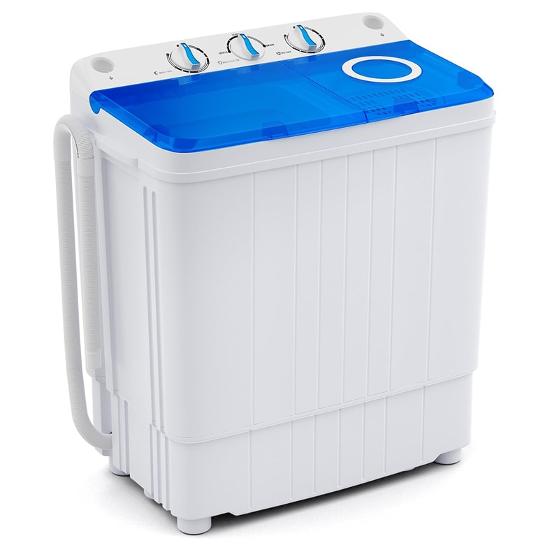 Portable Washing Machine 17.6 lbs Compact Twin Tub Laundry Washer Spin Dryer with Drain Pump, Control Knobs, Timer Function for Apartment Dorm RV