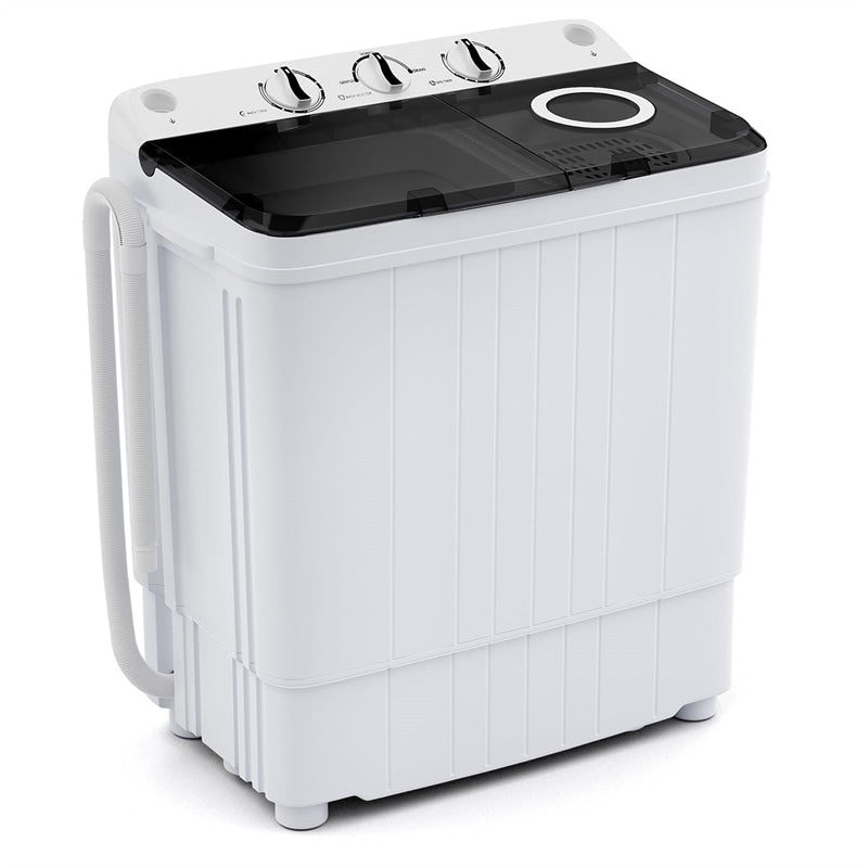 Portable Washing Machine 17.6 lbs Compact Twin Tub Laundry Washer Spin Dryer with Drain Pump, Control Knobs, Timer Function for Apartment Dorm RV