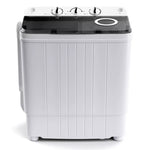 Portable Washing Machine 17.6 lbs Compact Twin Tub Laundry Washer Spin Dryer with Drain Pump, Control Knobs, Timer Function for Apartment Dorm RV