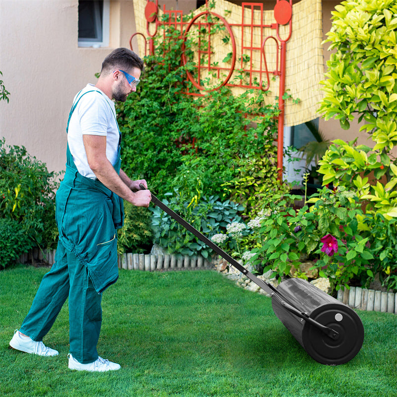 Bestoutdor Lawn Roller Push/Tow-Behind Yard Roller 17 Gallon Water/Sand Filled Steel Sod Drum Roller with Detachable Gripping Handle