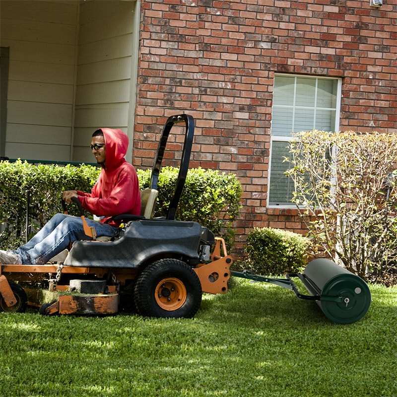 Bestoutdor Lawn Roller Push/Tow-Behind Yard Roller 17 Gallon Water/Sand Filled Steel Sod Drum Roller with Detachable Gripping Handle