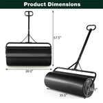 Lawn Roller Push/Tow-Behind Lawn Roller 30 Gallon Water Sand Filled Sod Drum Roller with Detachable Handle for Garden Yard Park Farm