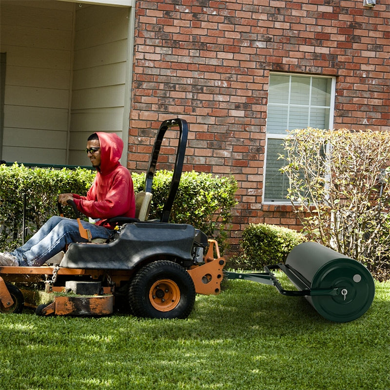 Lawn Roller Push/Tow-Behind Lawn Roller 30 Gallon Water Sand Filled Sod Drum Roller with Detachable Handle for Garden Yard Park Farm