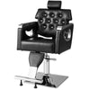 Reclining Salon Chair Heavy Duty Hydraulic Barber Chair Height Adjustable 360° Swivel Luxury Leather Padded Styling Chair with Headrest