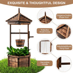 Rustic Wooden Wishing Well Planter Hexagonal Bucket Flower Plants Planter for Outdoor Backyard Garden Decor