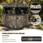 See Through Hunting Blind 3 Person Pop Up Ground Blind Camo Deer Hunting Tent with Slide Window, Hub System & Carrying Bag