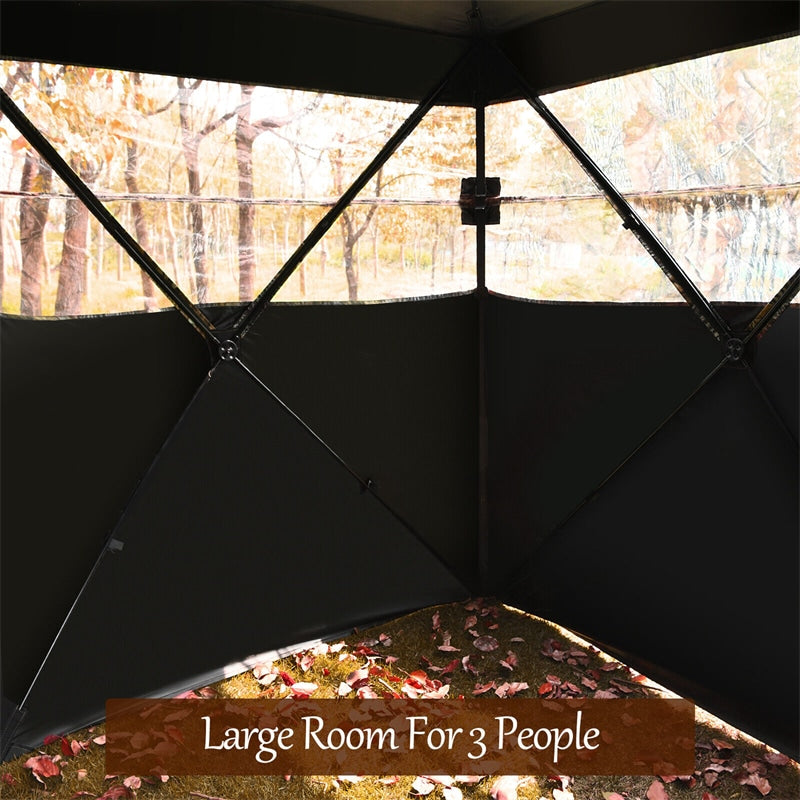 See Through Hunting Blind 3 Person Pop Up Ground Blind Camo Deer Hunting Tent with Slide Window, Hub System & Carrying Bag