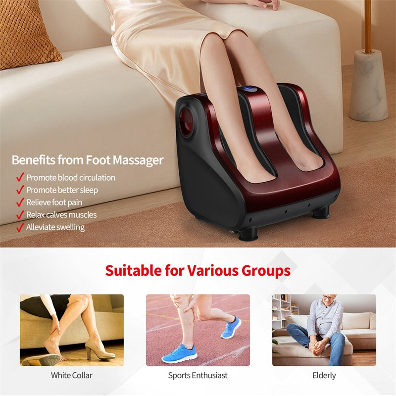 Shiatsu Foot and Calf Massager Vibration Foot Massager with Heat, Kneading, Adjustable Tilt Base & Remote Control