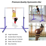 Steel Gymnastics Bar Height Adjustable Horizontal Bar Gymnastics Home Kip Bar Junior Training Bar with Double Locking Mechanism