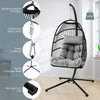 Swing Egg Chair Folding Hanging Basket Chair PE Rattan Hammock Chair with Steel Stand, Waterproof Cover, Removable Pillow & Cushion