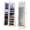 360° Swivel Full Length Mirror Jewelry Armoire 63" H Lockable Standing Jewelry Organizer with 3-Color LED Lighted Mirror & Rear Storage Shelves