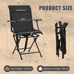 360° Swivel Hunting Blind Chair Folding Hunting Chair Silent Ground Blind Chair with Armrest & Carrying Strap