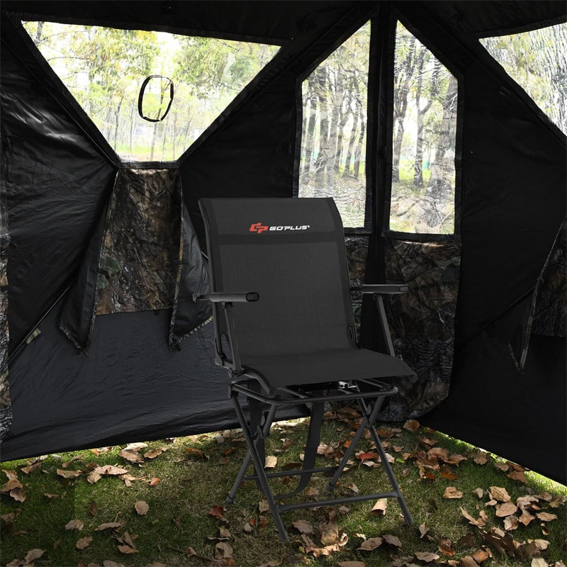 360° Swivel Hunting Blind Chair Folding Hunting Chair Silent Ground Blind Chair with Armrest & Carrying Strap