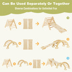 Toddler Climbing Toys 5 in 1 Montessori Wooden Arch Climber Ladder Kids Triangle Climber Play Gym Set with Sliding Ramp