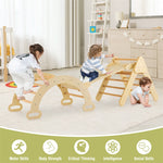 Toddler Climbing Toys 5 in 1 Montessori Wooden Arch Climber Ladder Kids Triangle Climber Play Gym Set with Sliding Ramp