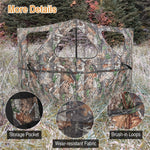 See Through Hunting Blind 2-Panel Pop Up Ground Blind Turkey Blind with 3 Shoot Through Ports, 2 Storage Pockets & Carrying Bag