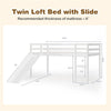 Twin Loft Bed with Slide, Solid Wood Low Loft Bed Twin Loft Bed Frame for Kids Bedroom with Climbing Ladder & Storage Space