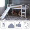 Twin Loft Bed with Slide, Solid Wood Low Loft Bed Twin Loft Bed Frame for Kids Bedroom with Climbing Ladder & Storage Space