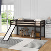 Twin Loft Bed with Slide, Solid Wood Low Loft Bed Twin Loft Bed Frame for Kids Bedroom with Climbing Ladder & Storage Space